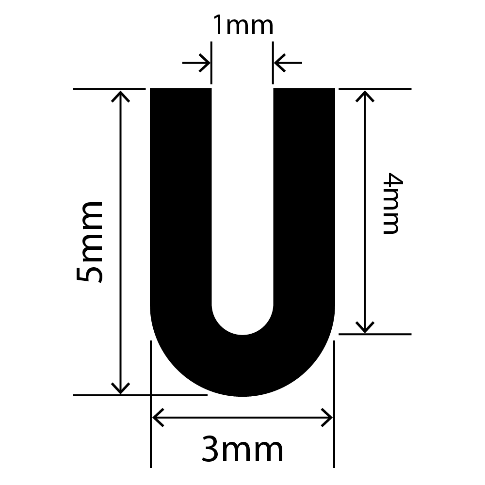 RCSRU3X5V - Silicone Round U Channel - 3mm x 5mm
