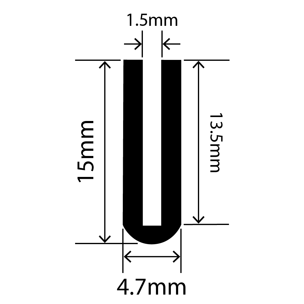 RCSRU4.7X15V - Silicone Round U Channel - 4.7mm x 15mm