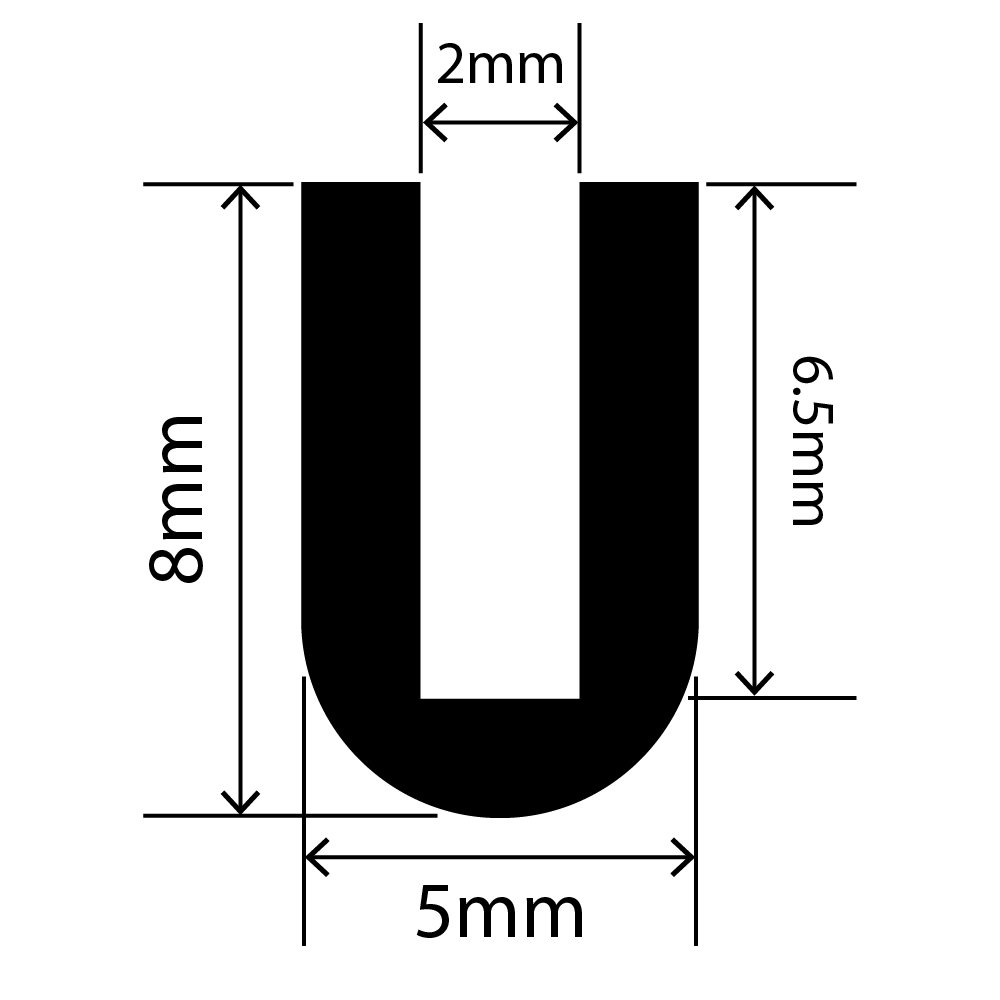 RCSRU5X8V - Silicone Round U Channel - 5mm x 8mm