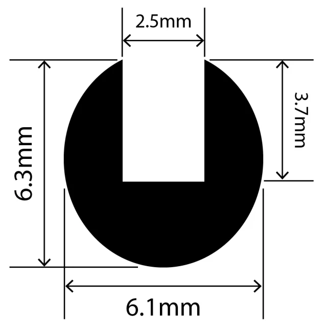 RCSRU6.1X6.3V - Silicone Round U Channel - 6.1mm x 6.3mm