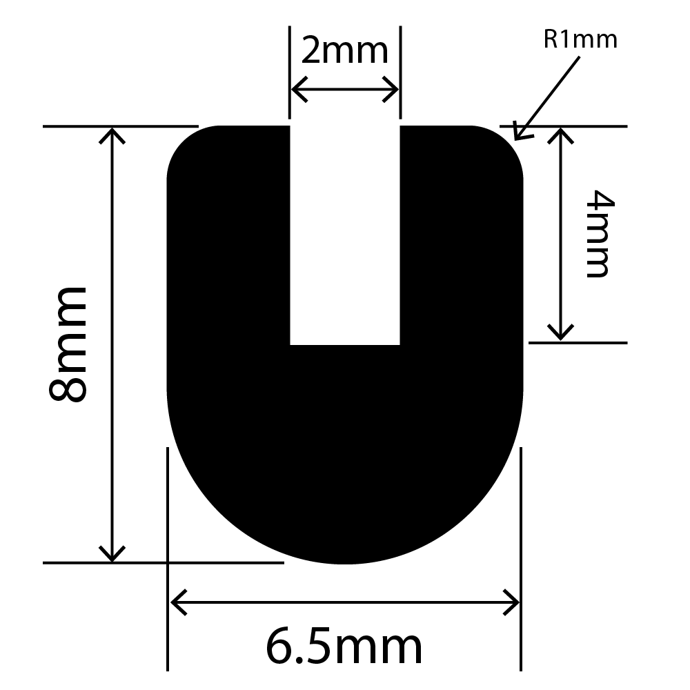 RCSRU6.5X8-2V - Silicone Round U Channel - 16.5mm x 8mm