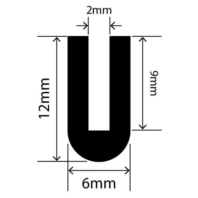 RCSRU6X12V - Silicone Round U Channel - 6mm x 12mm