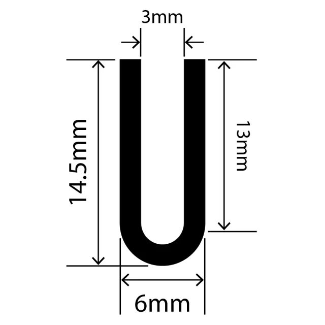 RCSRU6X14.5V - Silicone Round U Channel - 6mm x 14.5mm