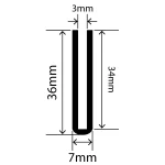RCSRU7X36V - Silicone Round U Channel - 7mm x 36mm