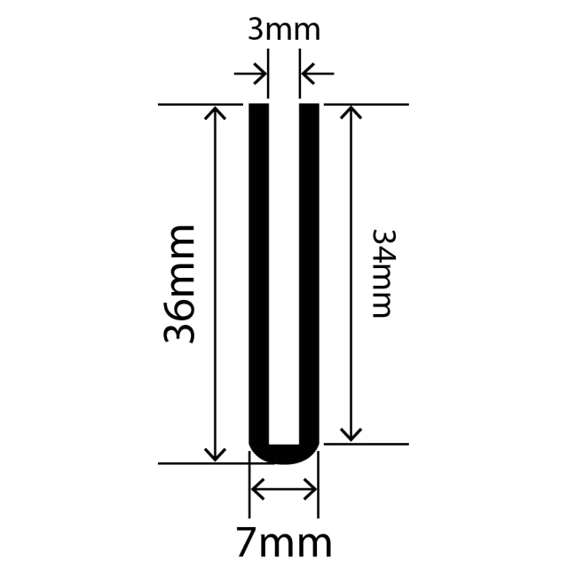 RCSRU7X36V - Silicone Round U Channel - 7mm x 36mm