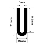 RCSRU8X21V - Silicone Round U Channel - 8mm x 21mm