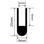 RCSRU9X25V - Silicone Round U Channel - 9mm x 25mm