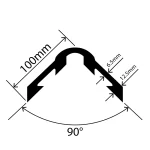 Rubber Corner Guard - 100mm x 100mm x 1m - Product drawing
