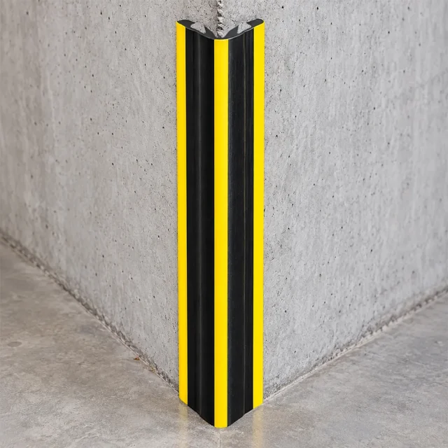 Rubber Corner Guard - 100mm x 100mm x 1m - Installed on wall corner