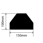 RC10-WS-150X100 - Rubber Wheel Stop - 100mm x 150mm x 1.82m - Side profile drawing